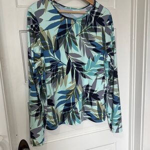 Hang Ten UV 50 Multicolor Leaf Print Long Sleeve Jersey XL